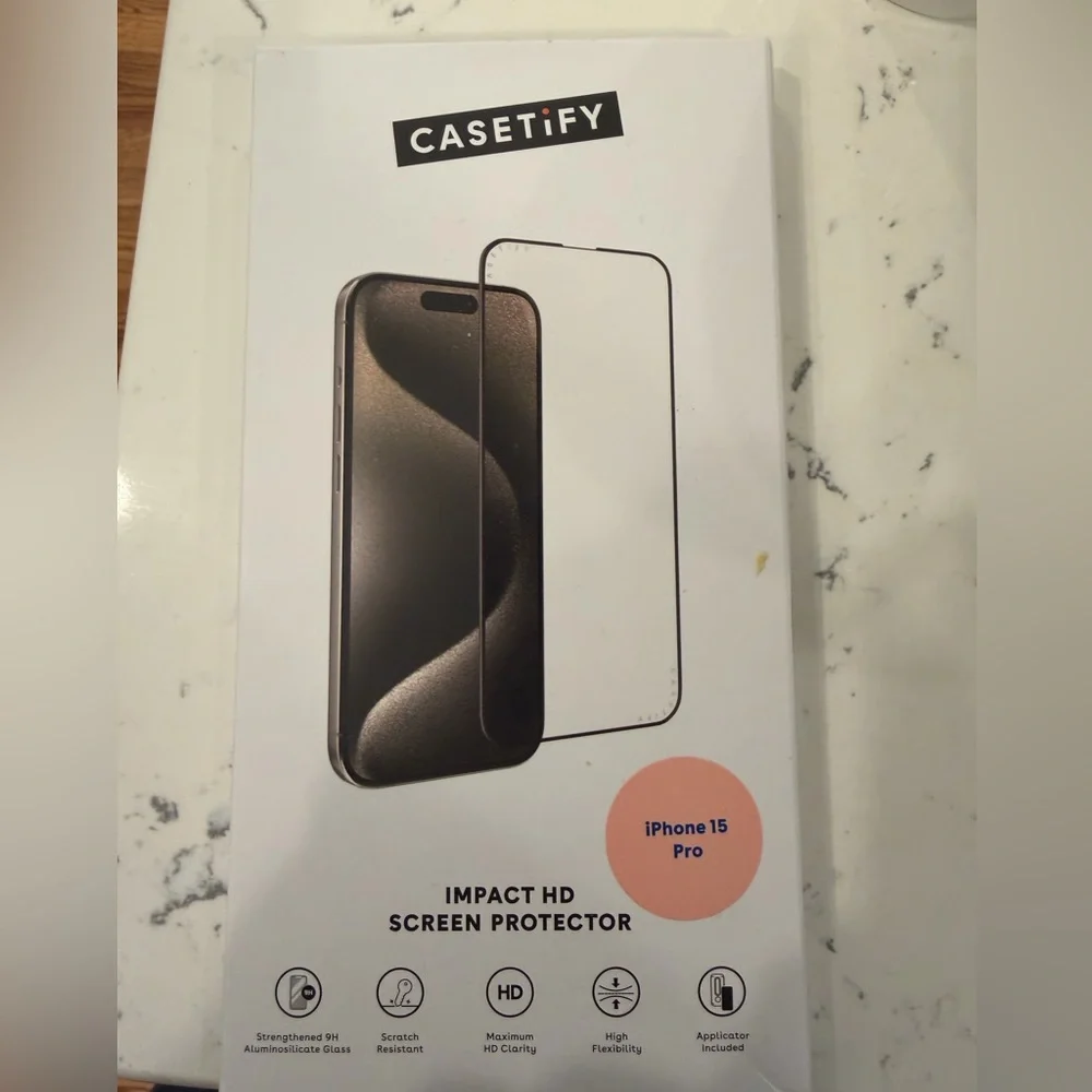 Casetify Impact HD Screen Protector for iPhone 15 Pro - Black